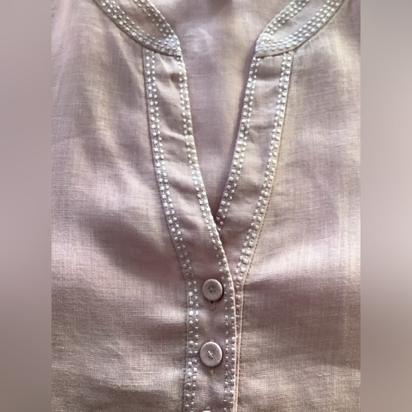 British India 100% Linen Split Neck Tunic in Lilac - Picture 4 of 5
